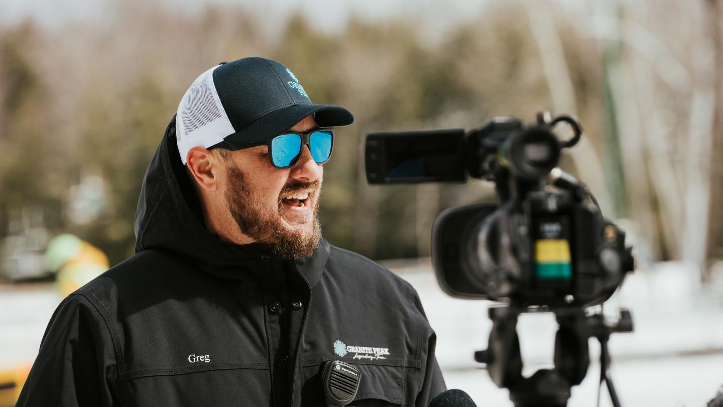 Granite Peak General Manager, Greg Fisher giving an interview to a local tv station.