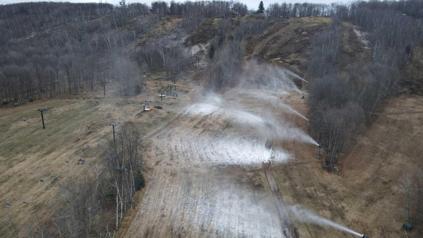 The first day of snowmaking on November 2, 2022 at Granite Peak Ski Area