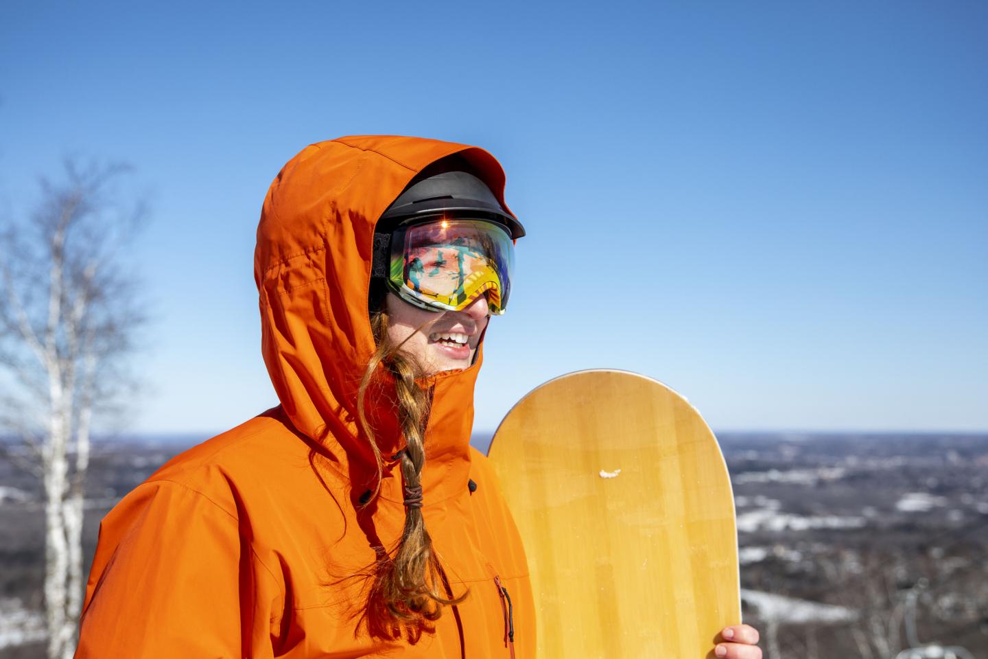 snowboarding woman